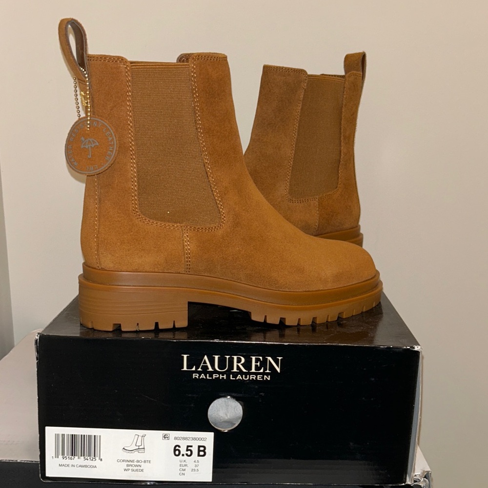 Lauren Ralph Lauren Tan Suede Ankle Boots